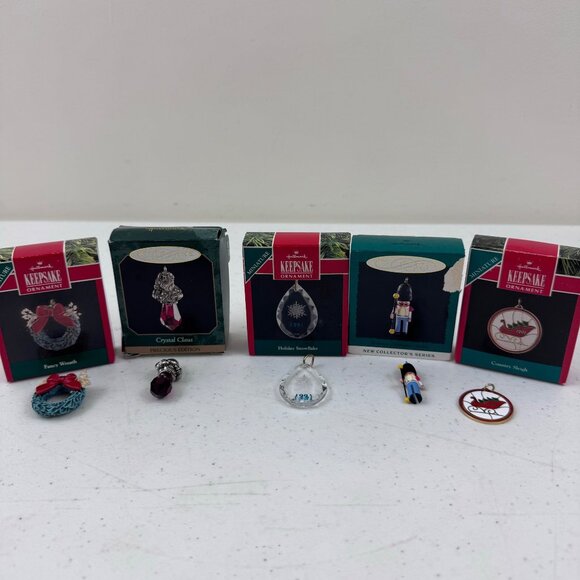 Hallmark Keepsake Mini Christmas Ornaments Crystal Claus Nutcracker Sleigh & Wre - Picture 1 of 16